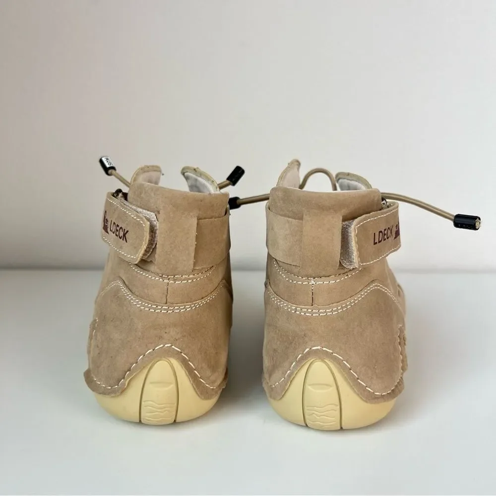 LDECK Mid-Top Sneakers Beige Driving Shoes EU 41‎ Tan Casual Lace Up Velcro
